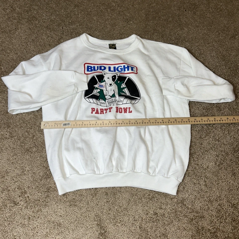 Винтажный Spuds Mackenzie Bud света вечеринки чаша длинным рукавом толстовка большие пятна - Изображение 4 из 4