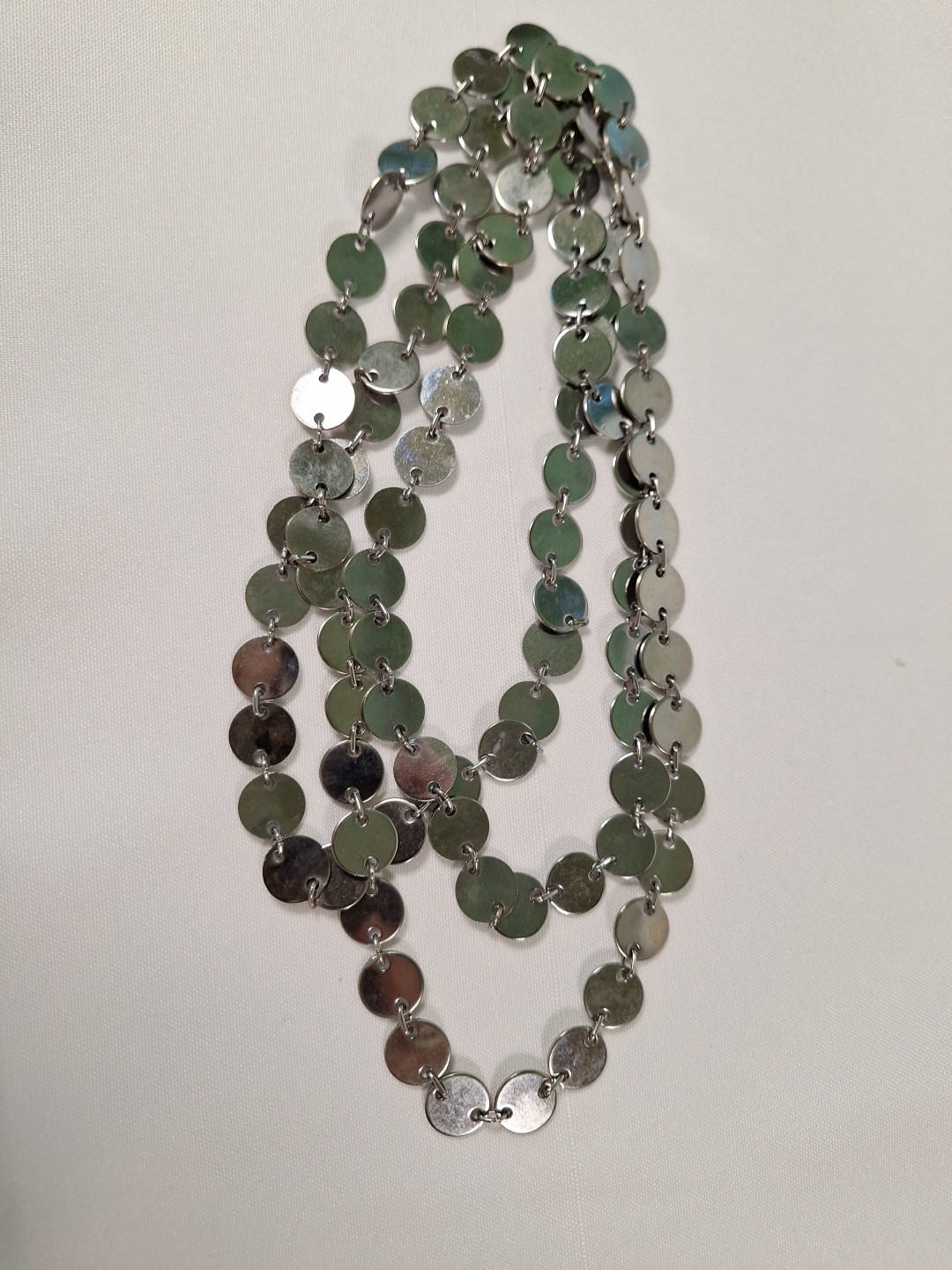 Extra Long Circular Chrome Mirrored Necklace 54" - image 4