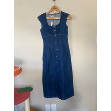 NWT Madewell square neck denim midi dress size 0 Benton wash