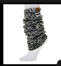 Bearpaw 1 Pair Cable Knit Leg Warmers White / Black Legwarmers