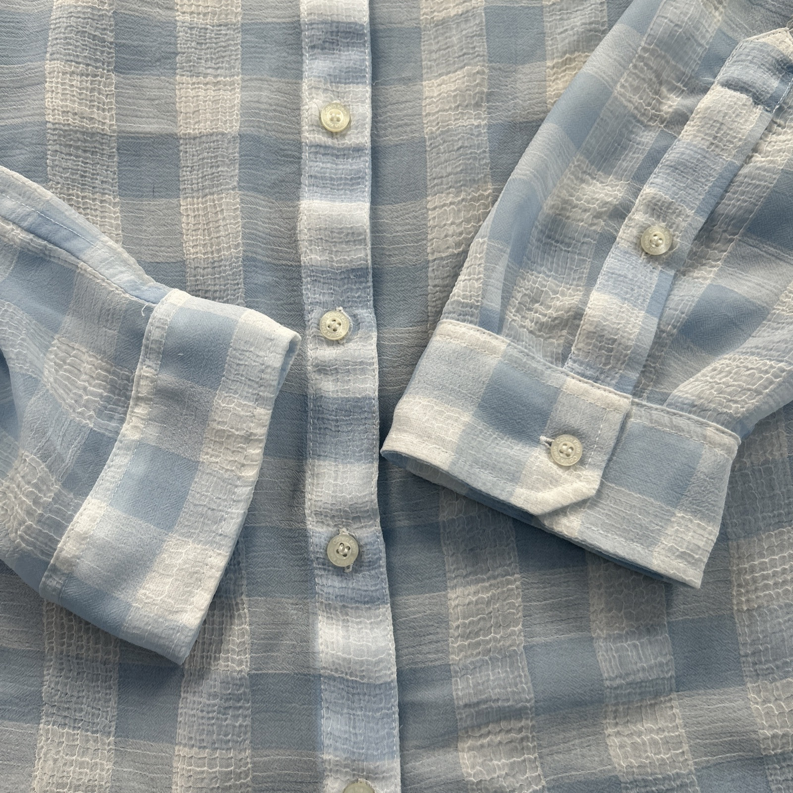 Calvin Klein Women's Sz L Sheer Pink Blue Checker Long Sleeve Blouse Lot of 2 thumbnail 11