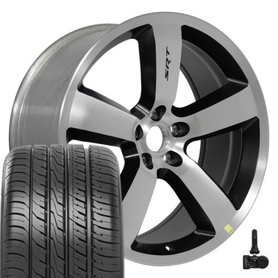 OEM 1JG85TRMAB 20x9 Machined Black Rims & 245/45R20 AS Tires, TPMS Set 5X115