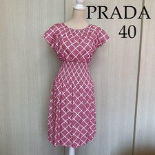 USED PRADA SHIRRED DRESS PINK 40 GOOD