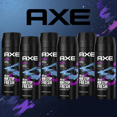 Axe Marine Deodorant Body Spray Mens Fragrance 150ml 5.07oz 6 Pack