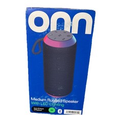 onn. Bluetooth Medium Rugged Speaker with LED Lighting Effects, Blue NEW