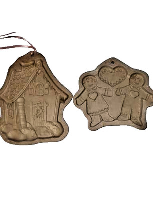 VTG Hill Design Brown Bag Cookie Art Mold Boy GIrl  & Ginger Bread House Lot
