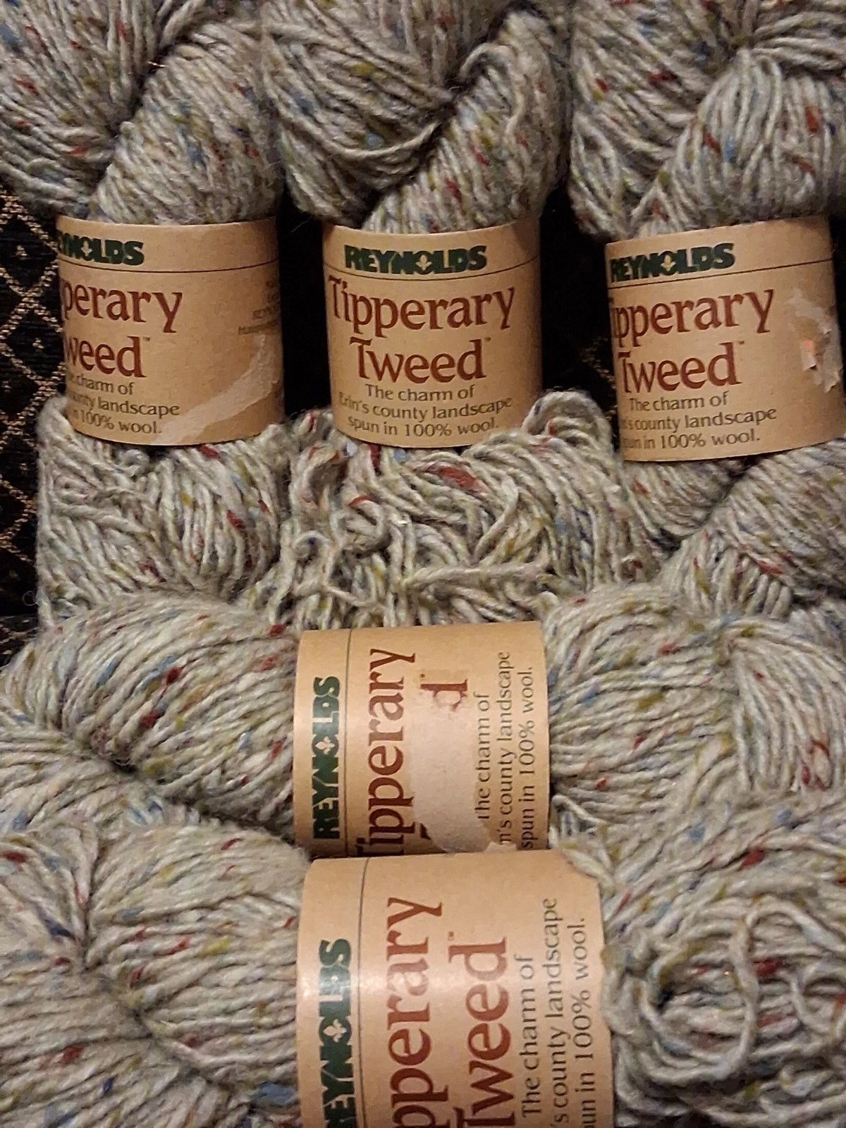 Vintage Reynolds Tipperary Tweed Yarn 5 Skeins 100% Wool Ireland Gray 517 image 6