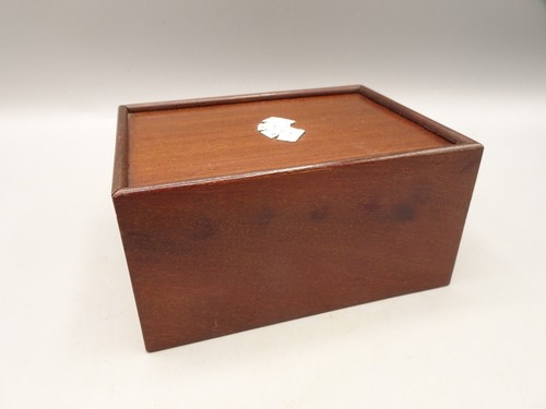 Coffret boîte de cartes à jouer ancien faïence cuir bois - Collection