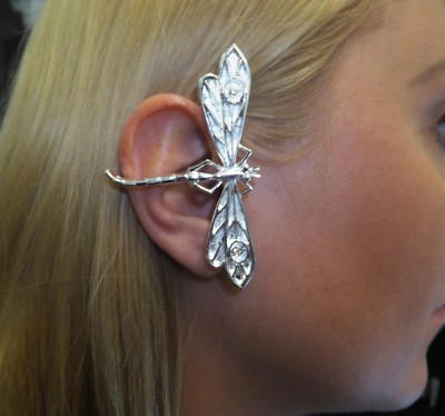 JoliKo Ohrklemme Ohrschmuck Ear cuff Elfen Fee Ohrringe Libelle Silber pl RECHTS