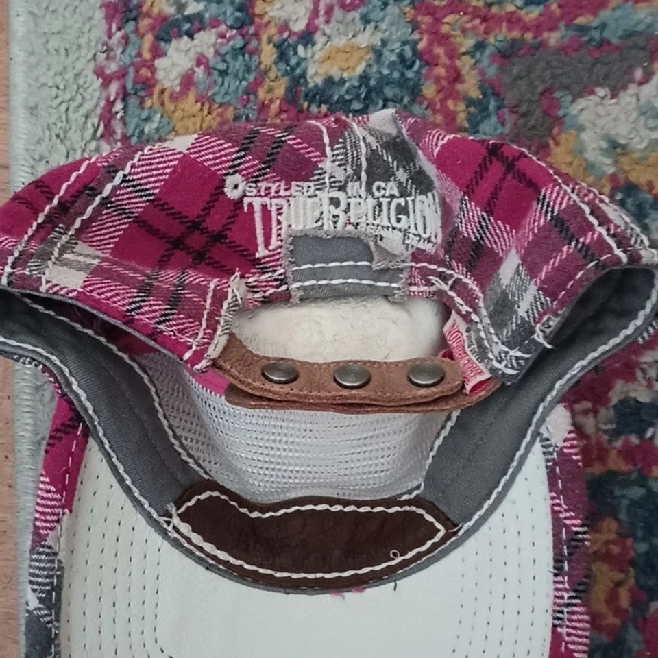 Бейсболка True Religion состаренная розовая серая фланелевая с драгоценными камнями бейсболка SnapbackvY2K - Изображение 4 из 4