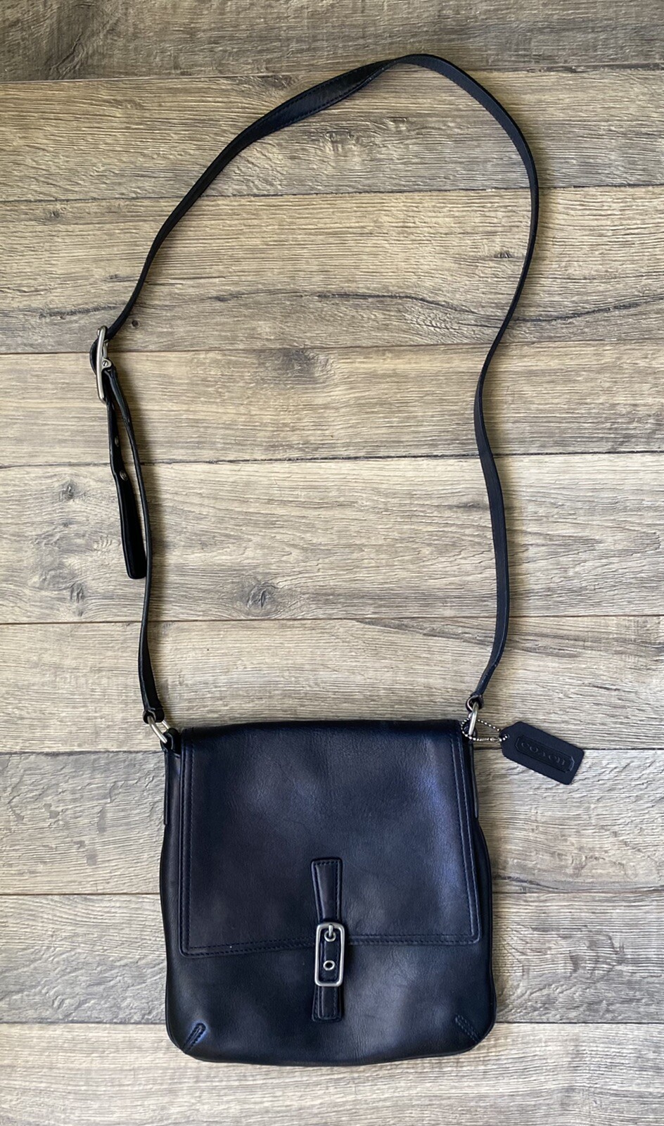 Vintage Coach black soft leather crossbody Gem