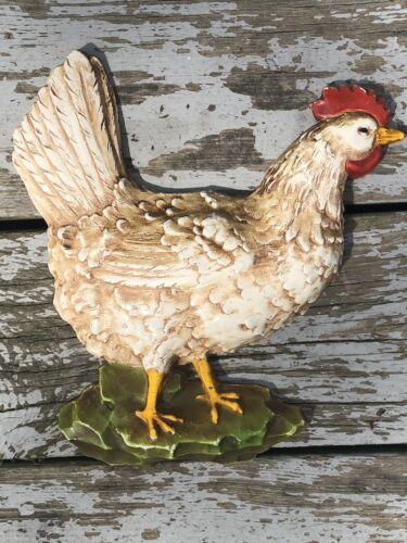 Vintage Homco Hen Wall Hanging Resin Plaques 10" Country Farm Chicken Farmhouse