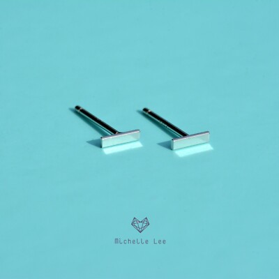 Sterling Silber kleine Stab Ohrstecker, 5 mm, minimalistischer geometrischer Schmuck