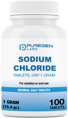 Puregen Sodium Chloride Tablets Normal Salt 1 GM (1000 mg) 100 Tablets