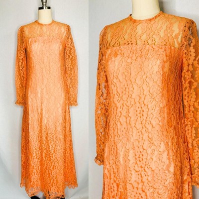 orange lace maxi dress