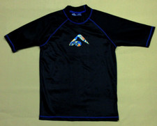 KANU SURF Mens Medium UPF 50 Tie-Dye Logo Black Stretch Rashguard Swim Shirt