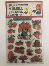 Vtg Sealed Puffy-n-Smell Stickers 1980's ONE package STRAWBERRY Taiwan New