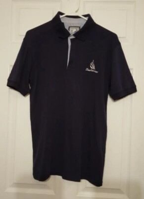 Santorini Collection Men's Short Sleeve Polo Shirt Sz Medium Navy Made in Greece