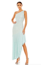 MAC DUGGAL  93741 ONE SHOULDER ASYMMETRICAL SEAFOAM GOWN  sz 4
