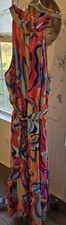 Shein Dress Womens Multicolor Print Halter-Neck Maxi Party Dress