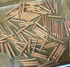 100 Piano Bridge Pins, 7 0.086" diameter , 1 ea Flat Pointed End, Coppered