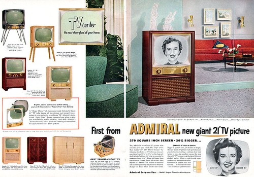 Admiral Giant TV California CAPRI Bar Harbor CORAL TV 1954 Magazin Anzeige
