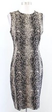 Calvin Klein Black Tan Snakeskin Animal Print Sheath Dress 6 Sleeveless Career