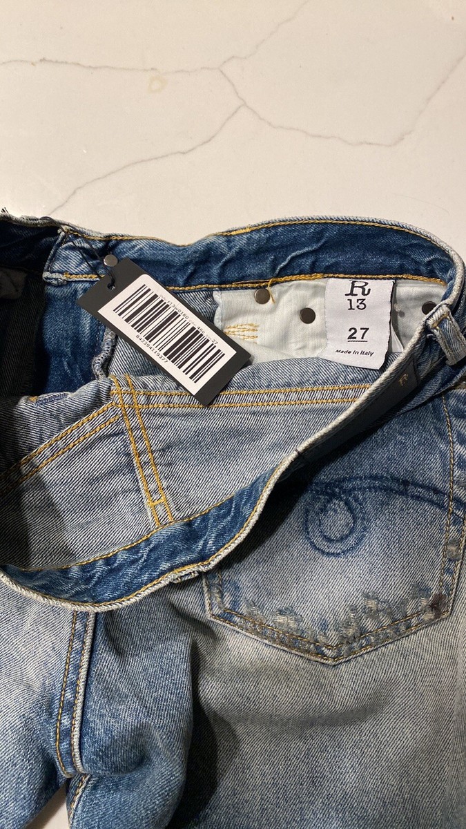 R13 Bowie w Pieced Hem in Hudson Wash Sz 26/27 Shredded | eBay
