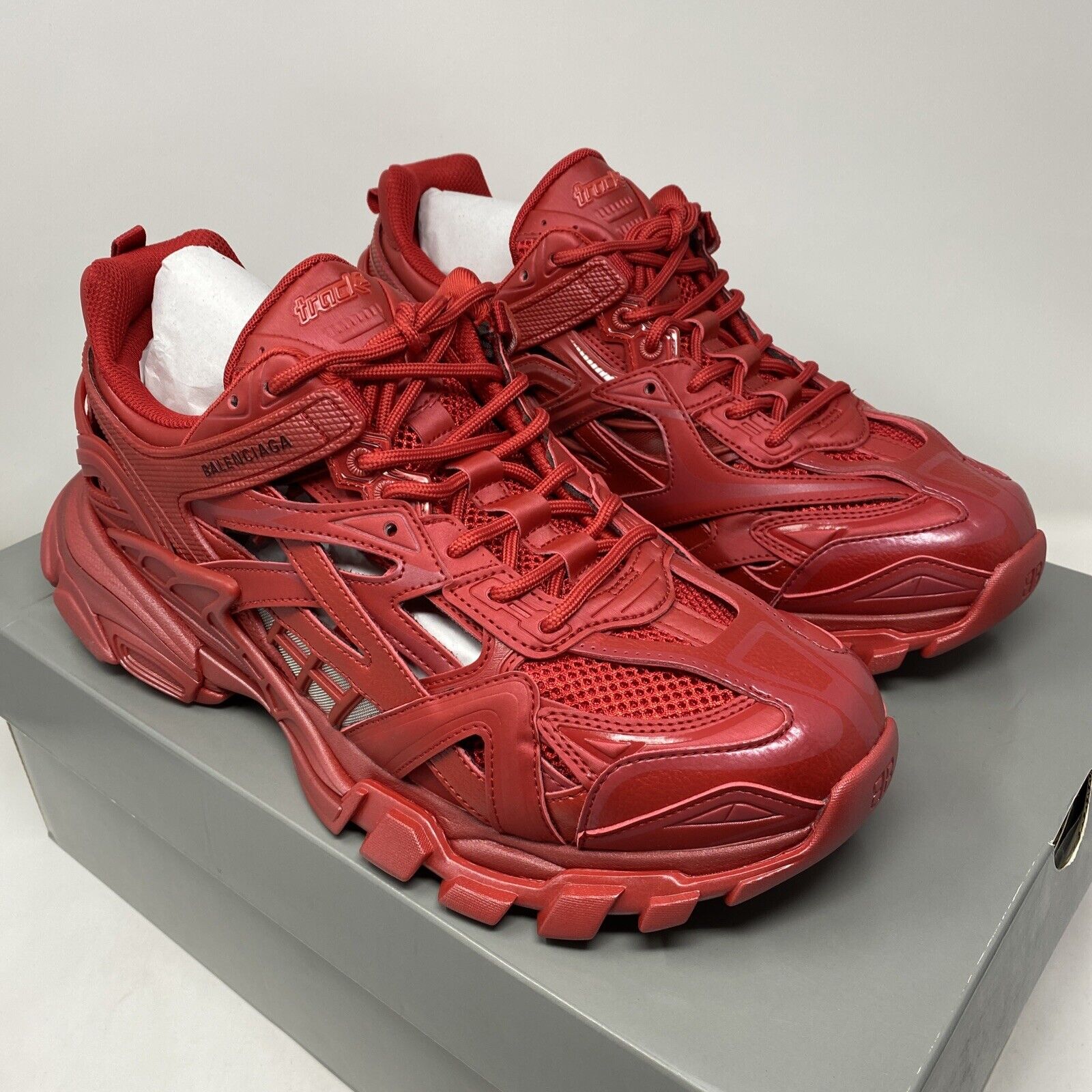 Mens Track3 Sneaker in Red  Balenciaga US