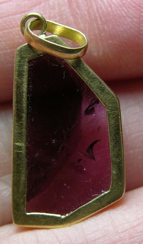 #6 Rubellit Turmalin 14,40ct Scheibe montiert in 18k Gold Anhänger 2,85 g 20,00 mm - Bild 3 von 7