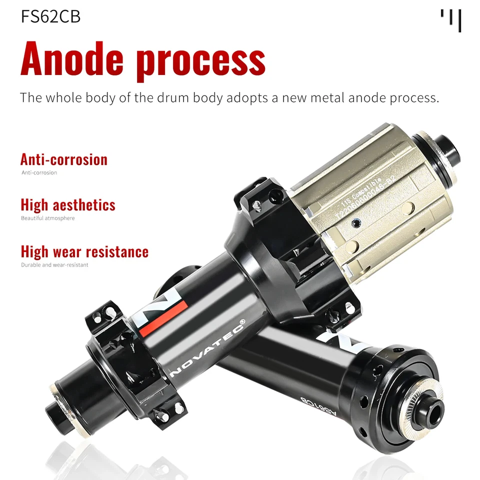 Bujes de carbono para bicicleta de carretera ligeros Novatec freno de llanta 20/24 agujeros 9-11s 290 g Foto 3 de 4