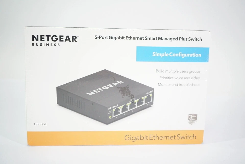 Netgear GS305E Managed Switch 5 Port Gigabit Ethernet LAN Plus Metallgehäuse