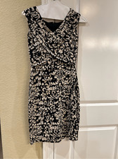 Adrianna Papell sleeveless black tan shutter pleat bodycon cocktail dress size 8