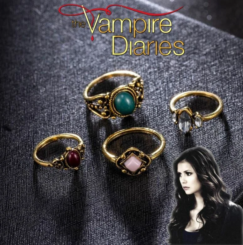 Buy HJYZY 12 pcs The Vampire Diaries Jewelry Sticker Elena Gilbert Opening  Vervain Locket Pendant Necklace Vampire Family Ring Klaus Mikaelson's Ring  Jewelry Set Cosplay for Fans at Amazon.in