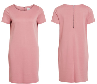 VILA Clothes Kleid VITINNY NEW DRESS Damen Midi Kleid Unifarbe Apricote ROSÉ NEU