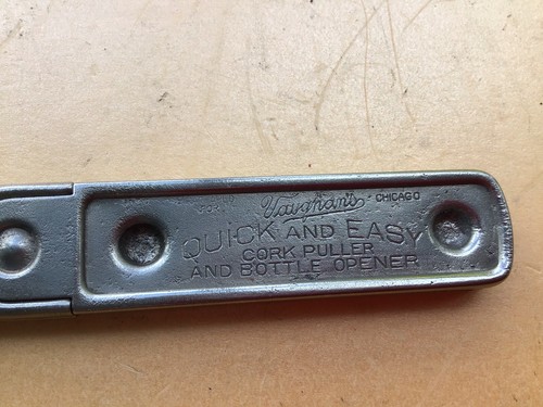 VAUGHANS CHICAGO PROHIBITION RARE 1920 'S UNUSUAL CORKSCREW PULLER BOTTLE OPENER - Picture 2 of 5