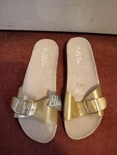 Ella Gold Sandals Flip Flops With Buckle NEW EU Size 38 UK Size 5