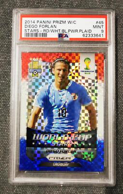 Diego Forlan 2014 Panini Prizm WM Stars rot/weiß/blau Power kariert PSA 9