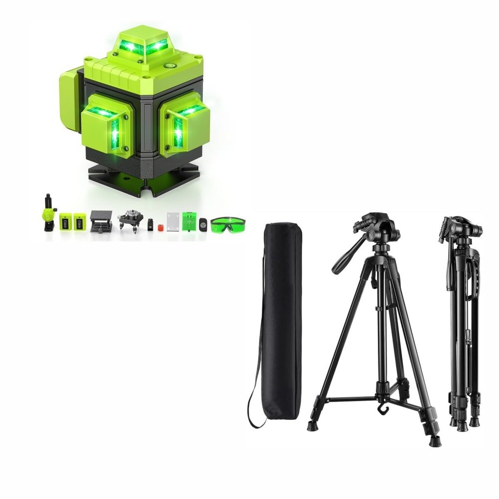 Laser Level Self Leveling - Elikliv 200ft Outdoor Robust Indoors 4D Green Cro...