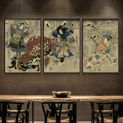 Set 3 Art Silk Canvas Monster Ukiyoe Japanese Paint poster Decor Unframed P56