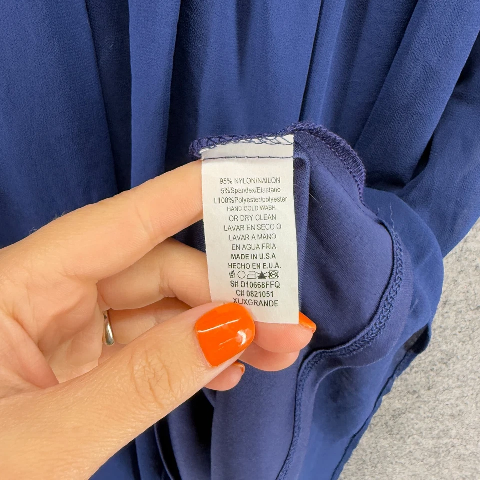 Vestido Mystic Mujer XL Azul Floral Crochet Funda Midi Cuello en V Sin Mangas Forrado Foto 4 de 4