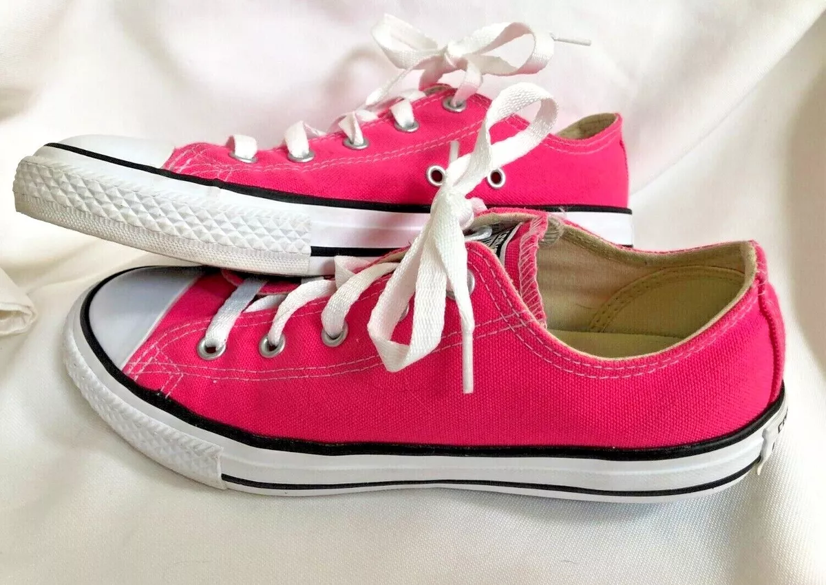 Converse Chuck Taylor All Star Sneakers Neon Pink Low Tennis Shoe Youth Sz 3