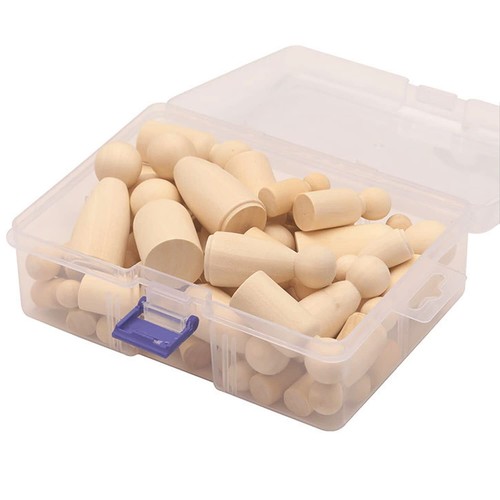 50 Pack Wooden Peg Doll with Storage Case for DIY Crafts Arts, Different Shapes - Picture 2 of 7