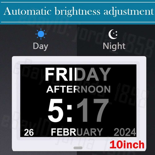 7-10" Extra Large Dementia Clock Digital Calendar Day Clock LED Alarm Clock Wall - Picture 10 of 18