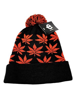 E by Elidan Beanie Black/Red Winter Hat OSFA Cap NWT