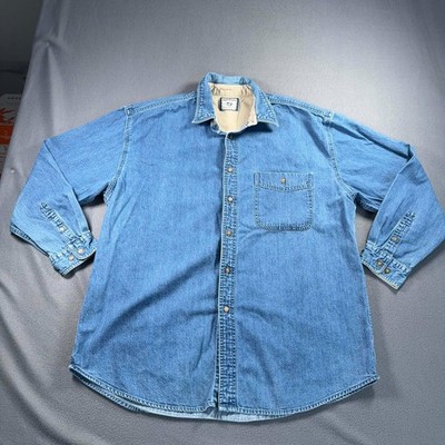 Lee Denim Collection Shirt Mens XL Blue Denim Button Front Workwear 26x31