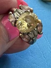 VTG MULTICOLOR & GP Ring Sz 7 Cocktail  - Costume Jewelry