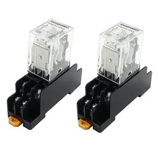 2 Pcs Coil 8 Pin 10A DPDT Electromagnetic Power Relay with LED DC 24V 8Pin-10A