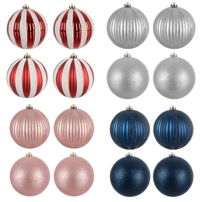 MR CRIMBO 4 Extra Large 15cm Christmas Baubles Matt Glitter Shatterproof Tree Decor New