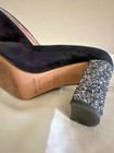 KATE SPADE - GLITTER HEEL PUMPS, Size 7, Black suede — photo 5